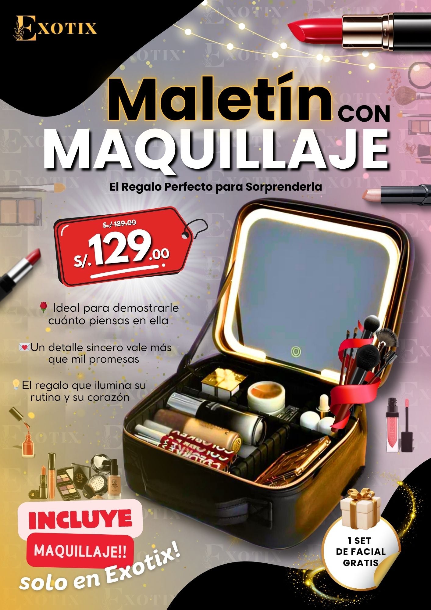 Maletin LED con Maquillaje
